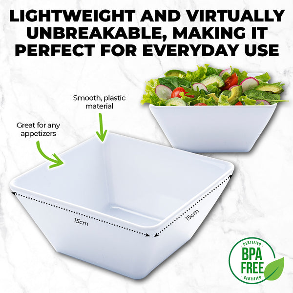 Home Master 48PCE Melamine Bowls Square Lightweight Durable Strong 15cm Deals499