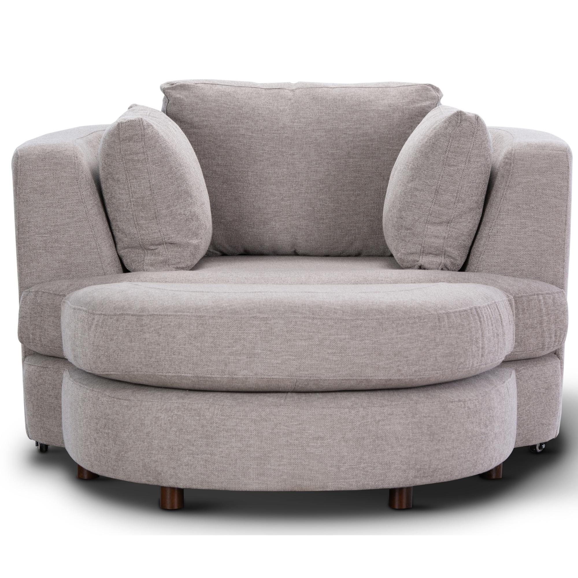 Sunshine Single Sofa Love Chair Fabric Swivel Armchair Ottoman Set - Steel Deals499