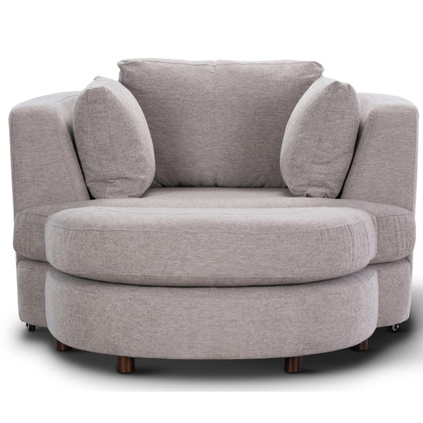Sunshine Single Sofa Love Chair Fabric Swivel Armchair Ottoman Set - Steel Deals499