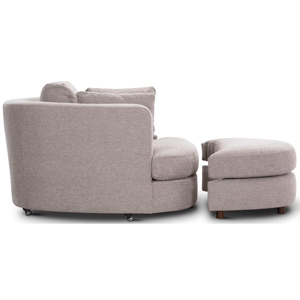 Sunshine Single Sofa Love Chair Fabric Swivel Armchair Ottoman Set - Steel Deals499