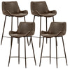 Brando  Set of 4 PU Leather Upholstered Bar Chair Metal Leg Stool - Brown Deals499