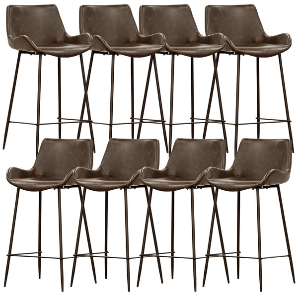 Brando  Set of 8 PU Leather Upholstered Bar Chair Metal Leg Stool - Brown Deals499