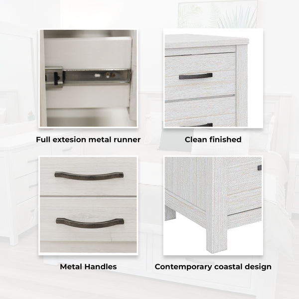 Foxglove Dresser 6 Chest of Drawers Solid Wood Tallboy Storage Cabinet - White Deals499