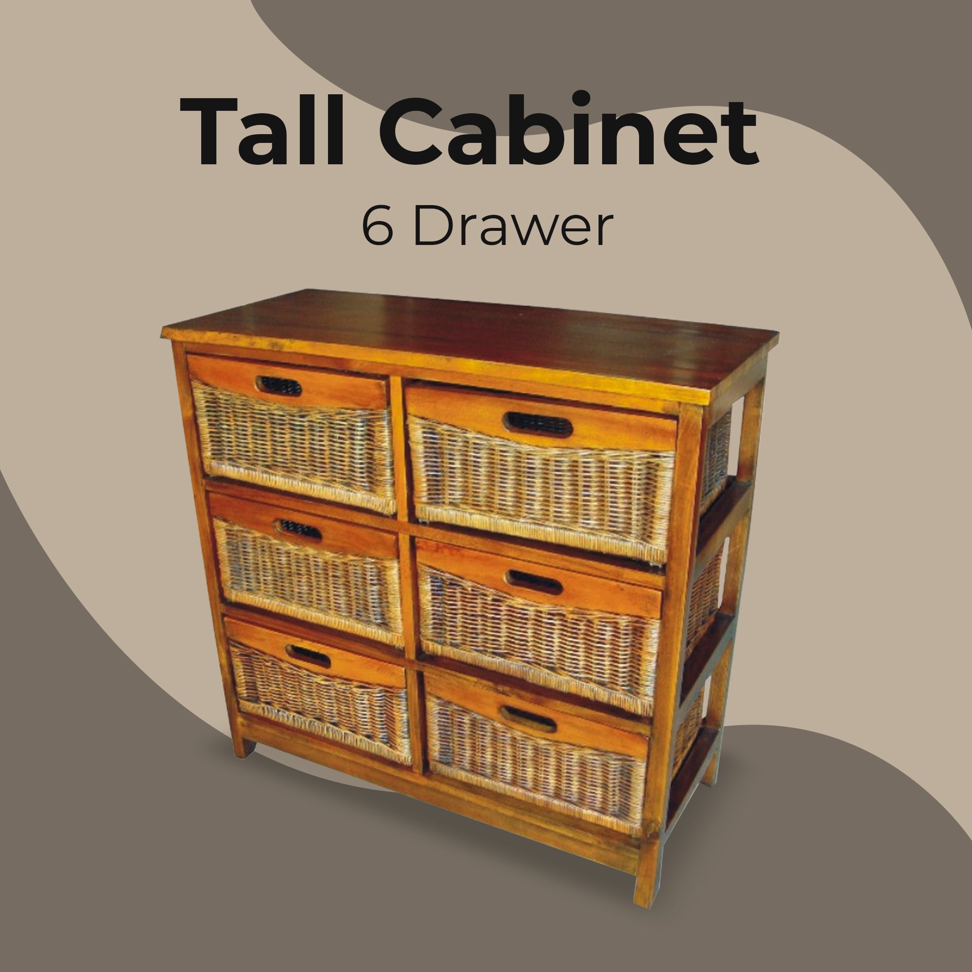 Hyssop Tallboy 6 Chest of Drawers Cane Bedroom Kitchen Bathroom Storage Shelf Deals499
