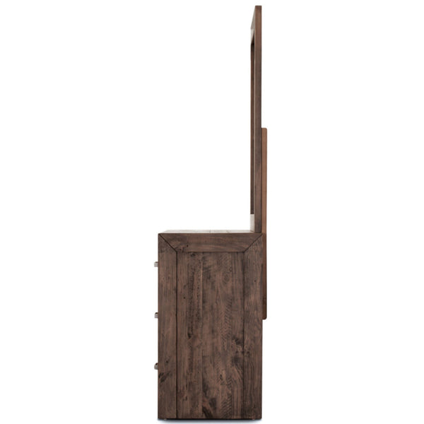 Catmint Dresser Mirror 6 Chest of Drawers Tallboy Storage Cabinet - Grey Stone Deals499