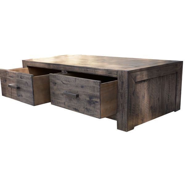 Catmint Coffee Table 127cm 2 Drawer Solid Acacia Wood - Stone Grey Deals499