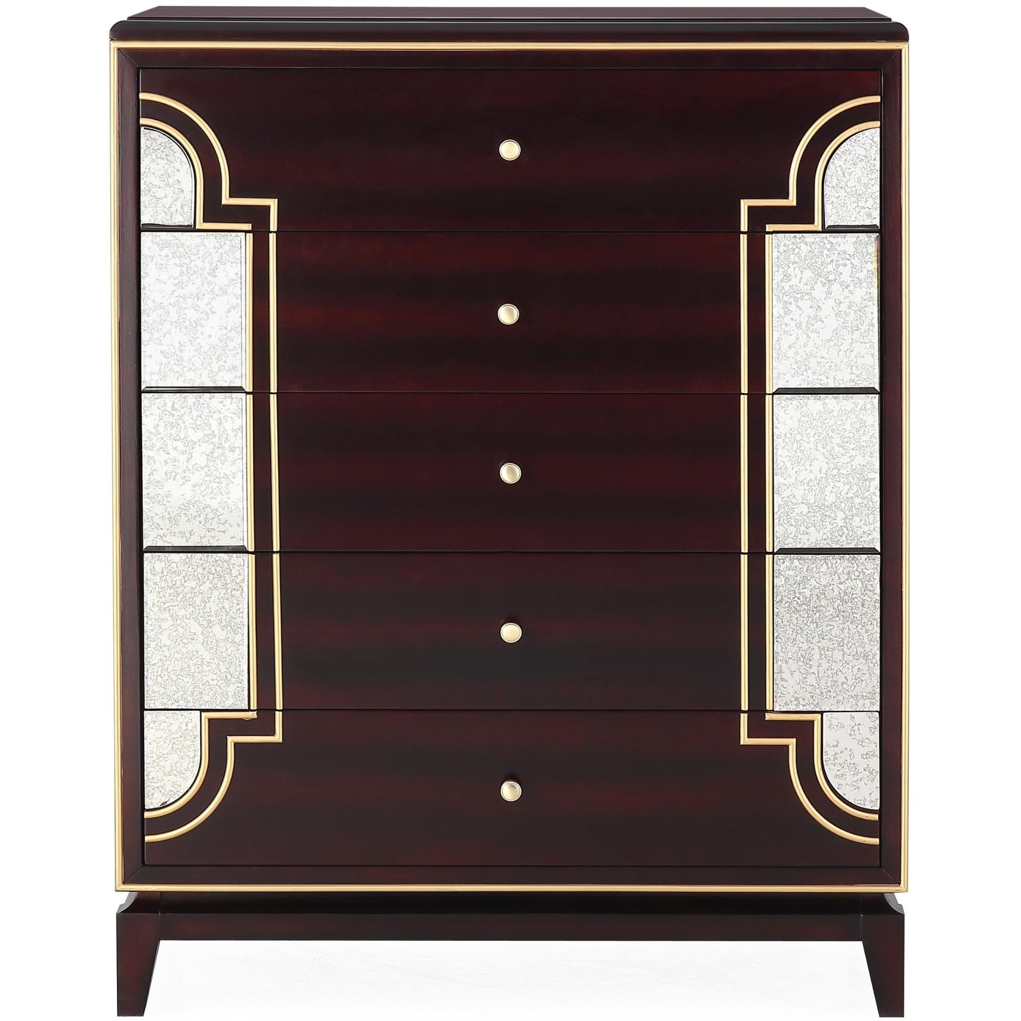 Scarlet Antique Tallboy 5 Chest of Drawers Solid Birch Wood Bed Storage Cabinet Deals499
