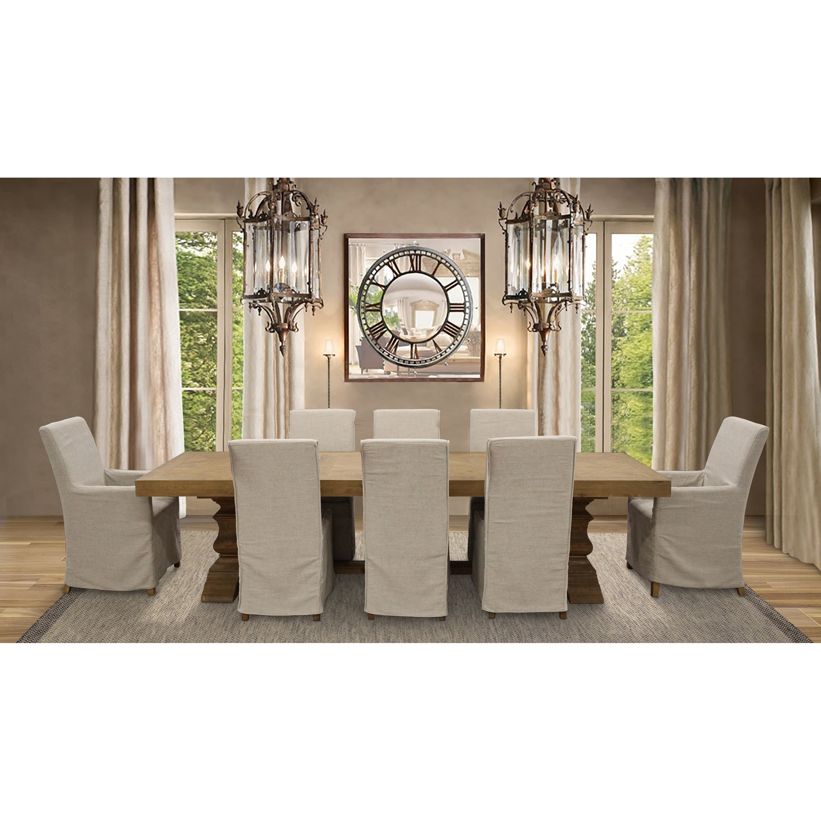 Ixora  Dining Chair Set of 2 Fabric Slipcover French Provincial Carver Timber Deals499