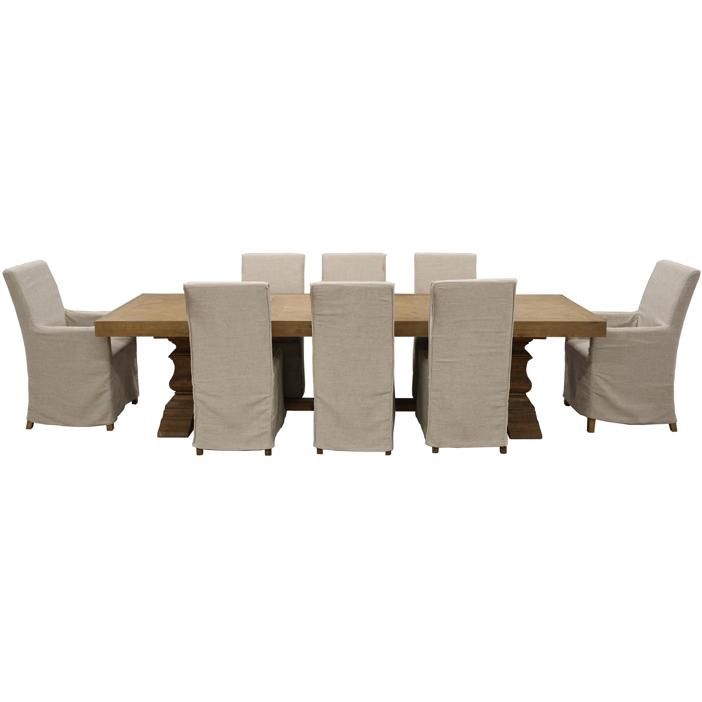 Ixora  Dining Chair Set of 2 Fabric Slipcover French Provincial Carver Timber Deals499