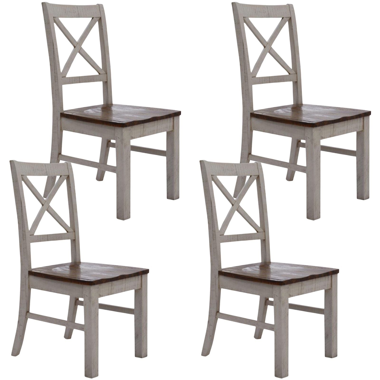 Erica X-Back Dining Chair Set of 4 Solid Acacia Timber Wood Hampton Brown White Deals499
