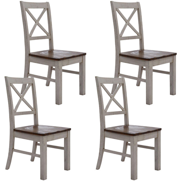 Erica X-Back Dining Chair Set of 4 Solid Acacia Timber Wood Hampton Brown White Deals499