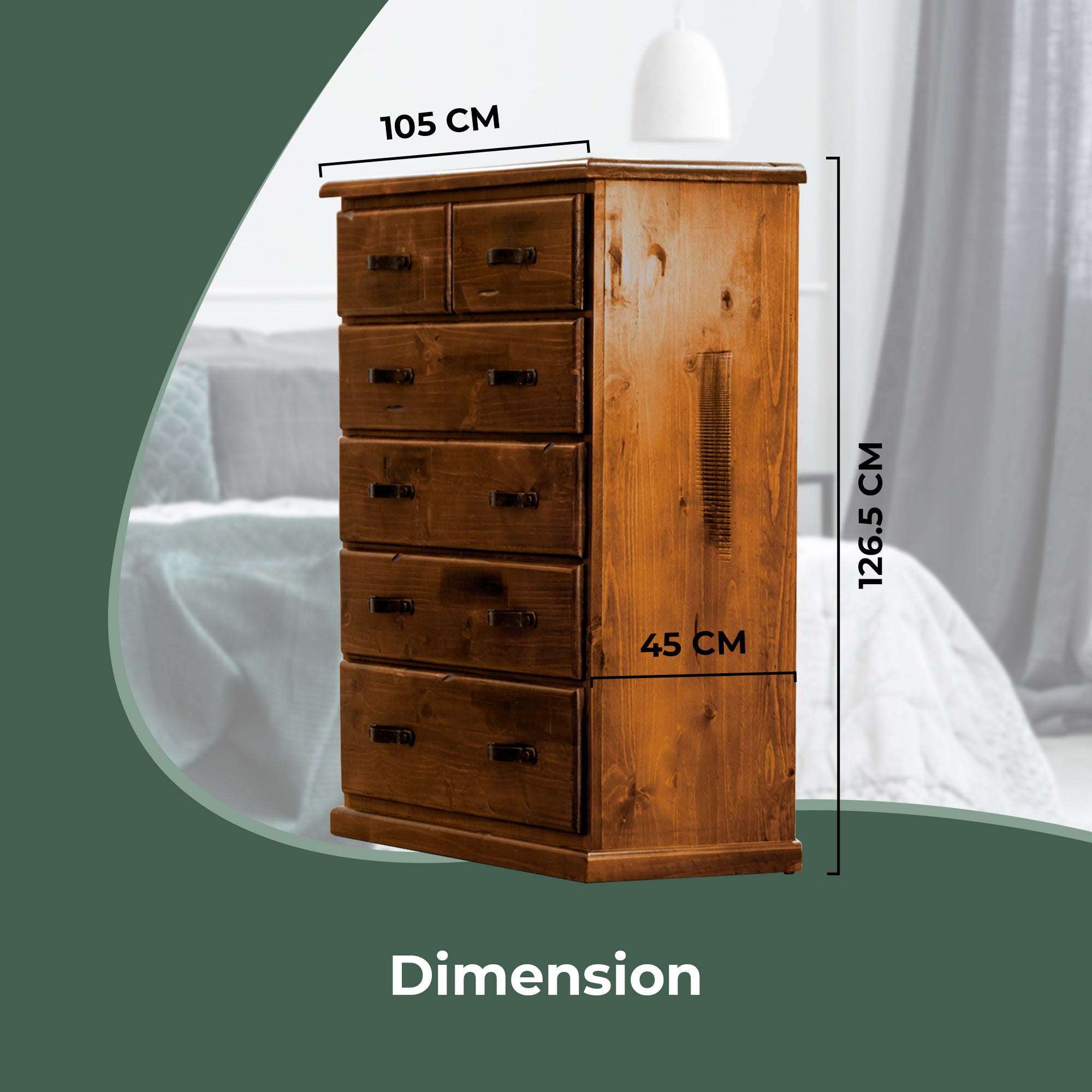 Umber Tallboy 6 Chest of Drawers Solid Pine Wood Storage Cabinet - Dark Brown Deals499