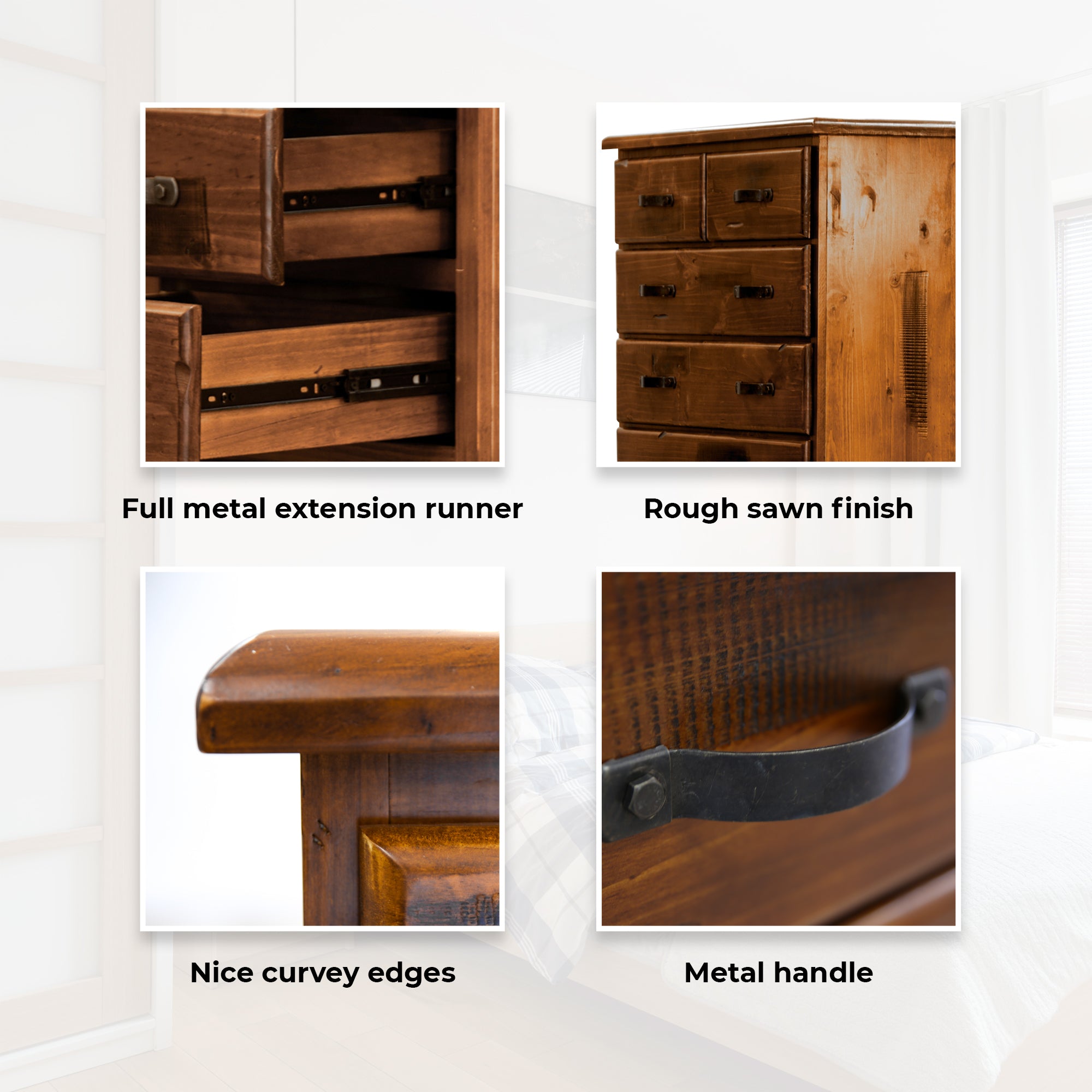 Umber Tallboy 6 Chest of Drawers Solid Pine Wood Storage Cabinet - Dark Brown Deals499