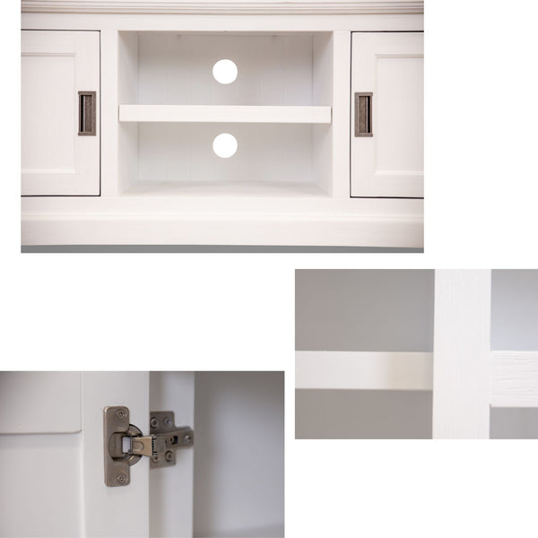 Laelia ETU Entertainment TV Unit 160cm 2 Door Solid Acacia Wood Coastal - White Deals499