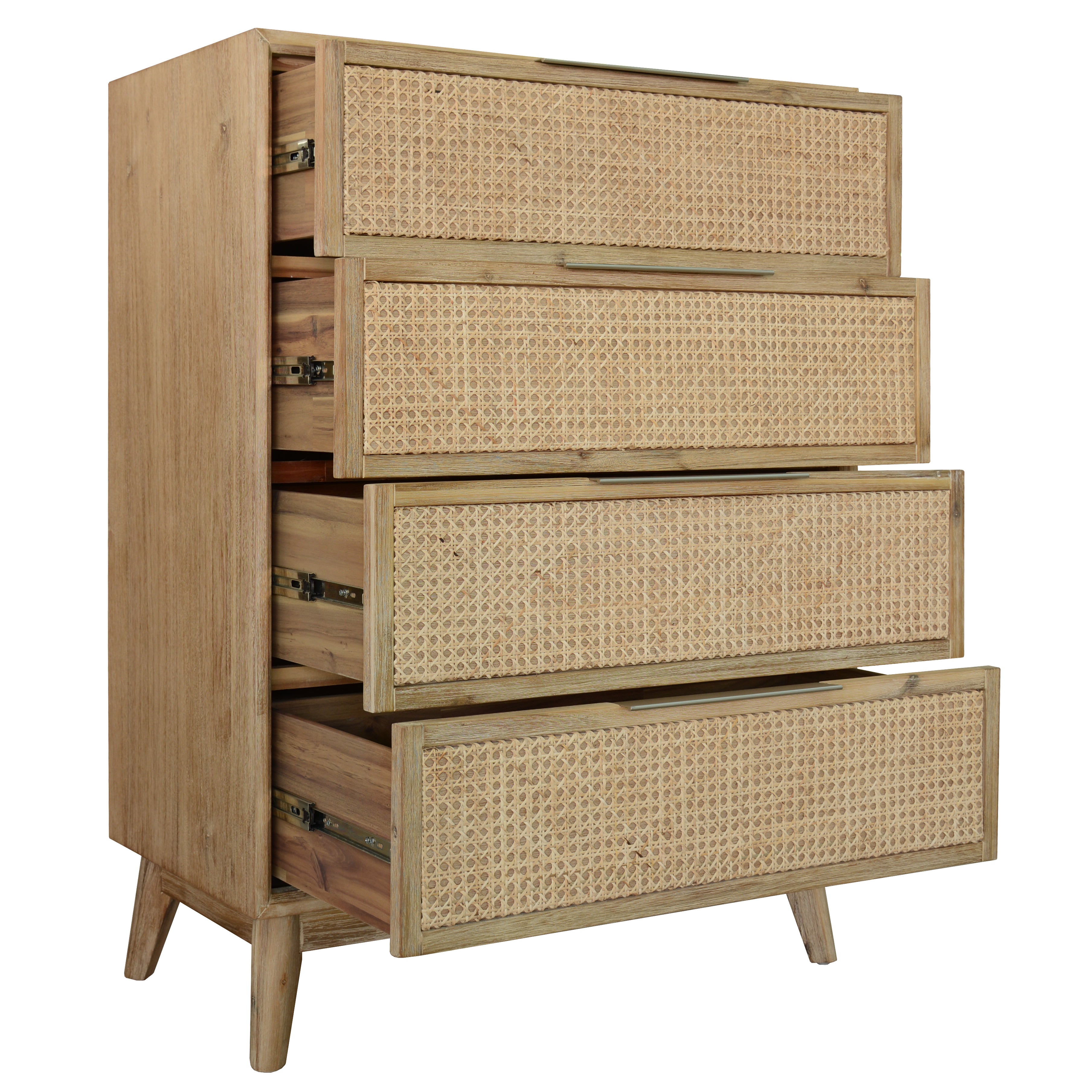 Grevillea Tallboy 4 Chest of Drawers Solid Acacia Wood Storage Cabinet - Brown Deals499