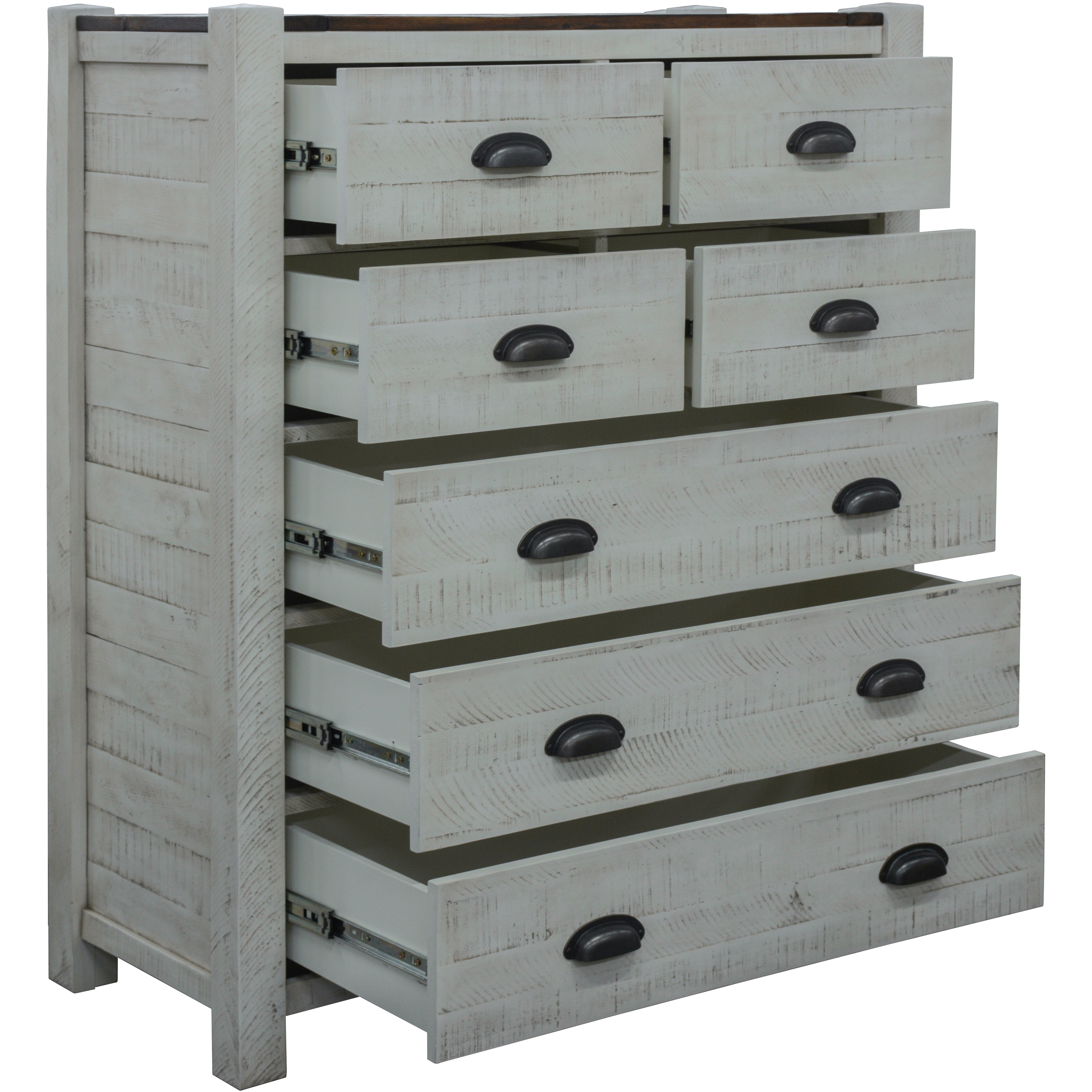 Erica Tallboy 7 Chest of Drawers Solid Acacia Timber Wood Cabinet Brown White Deals499