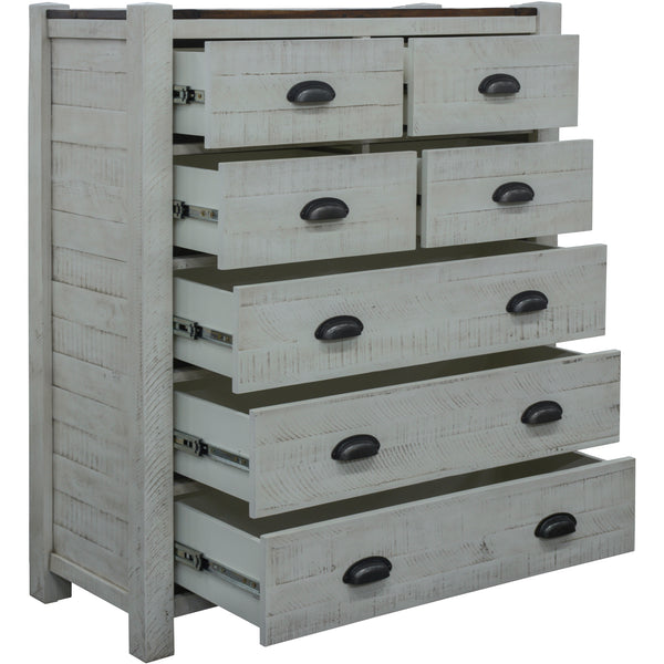 Erica Tallboy 7 Chest of Drawers Solid Acacia Timber Wood Cabinet Brown White Deals499