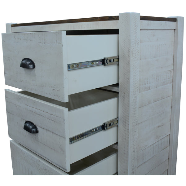 Erica Tallboy 7 Chest of Drawers Solid Acacia Timber Wood Cabinet Brown White Deals499
