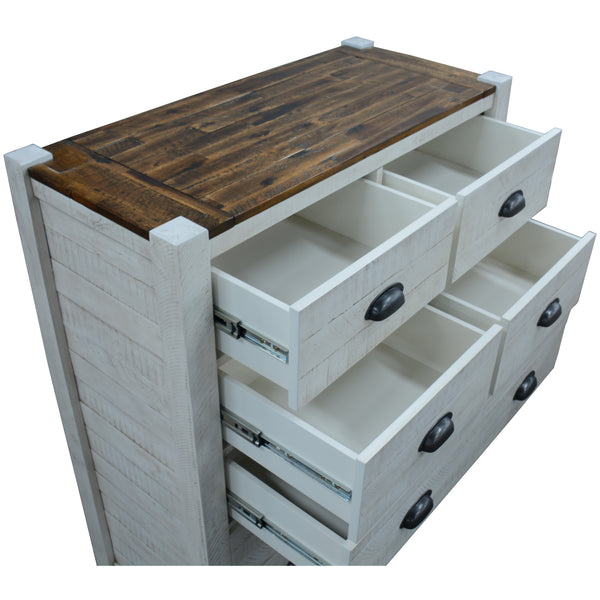 Erica Tallboy 7 Chest of Drawers Solid Acacia Timber Wood Cabinet Brown White Deals499