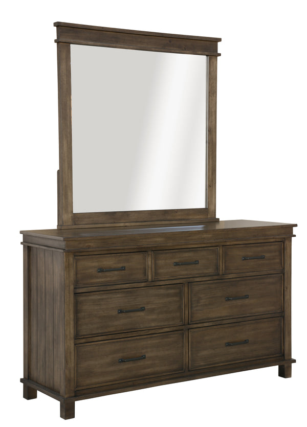 Lily Dresser Mirror 7 Chest of Drawers Tallboy Storage Cabinet - Rustic Grey Deals499