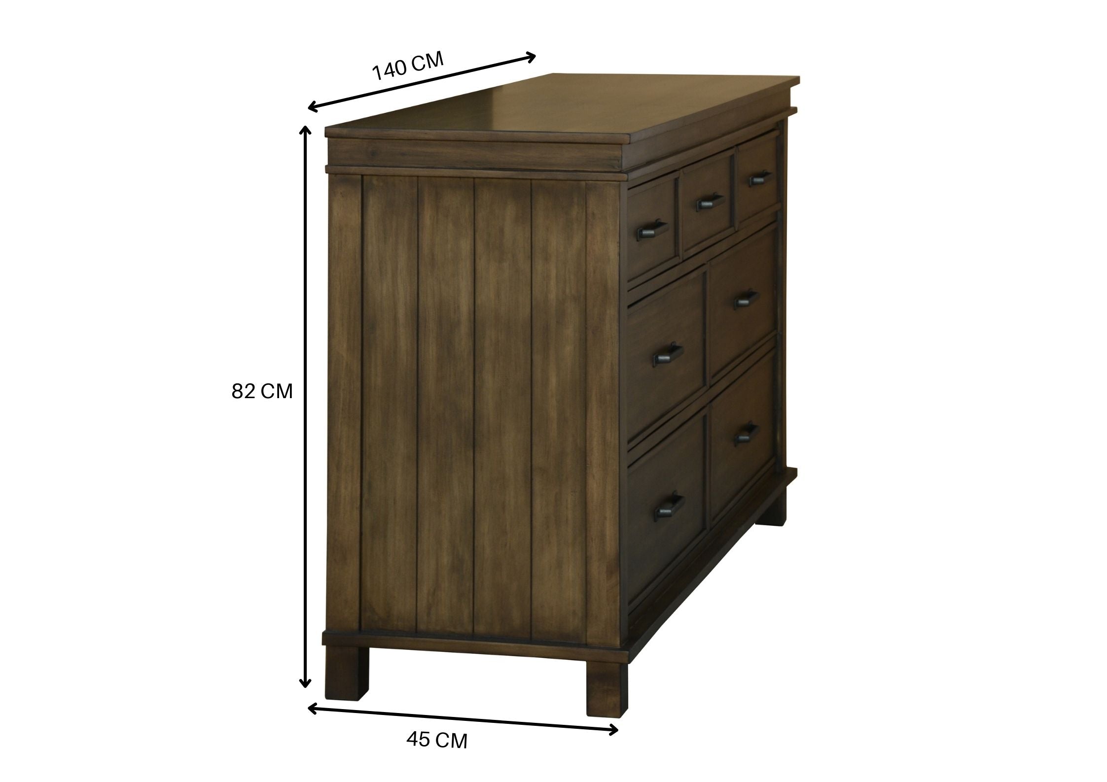 Lily Dresser Mirror 7 Chest of Drawers Tallboy Storage Cabinet - Rustic Grey Deals499