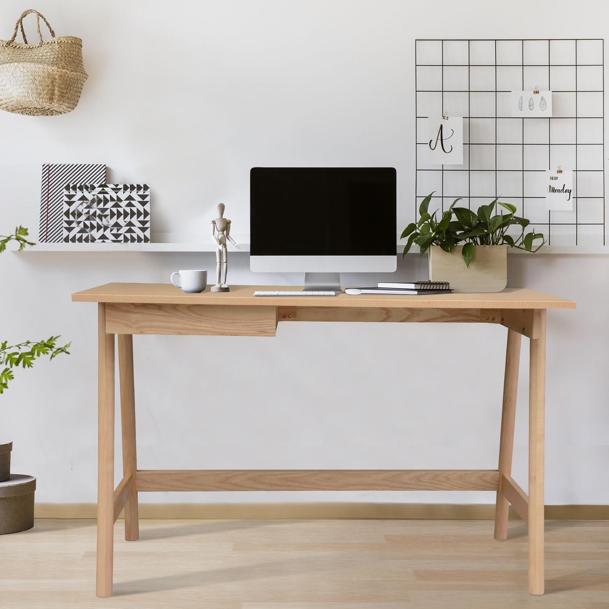 Mindil Office Desk Student Study Table Solid Wooden Timber Frame - Ash Natural Deals499
