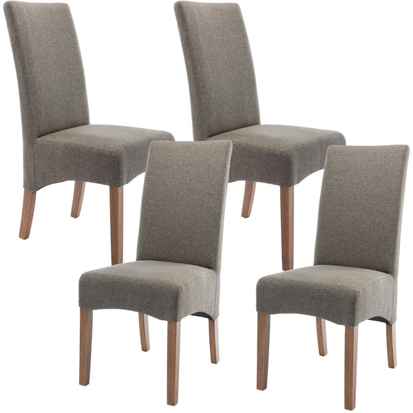 Aksa Fabric Upholstered Dining Chair Set of 4 Solid Pine Wood Furniture - Grey Deals499