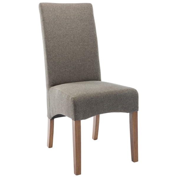 Aksa Fabric Upholstered Dining Chair Set of 4 Solid Pine Wood Furniture - Grey Deals499