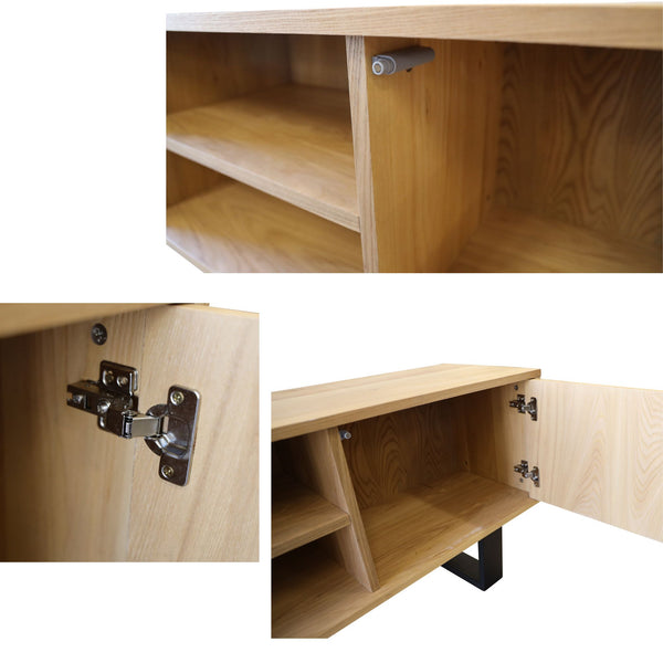 Petunia  ETU Entertainment TV Unit 160cm Elm Timber Wood 2 Door - Natural Deals499