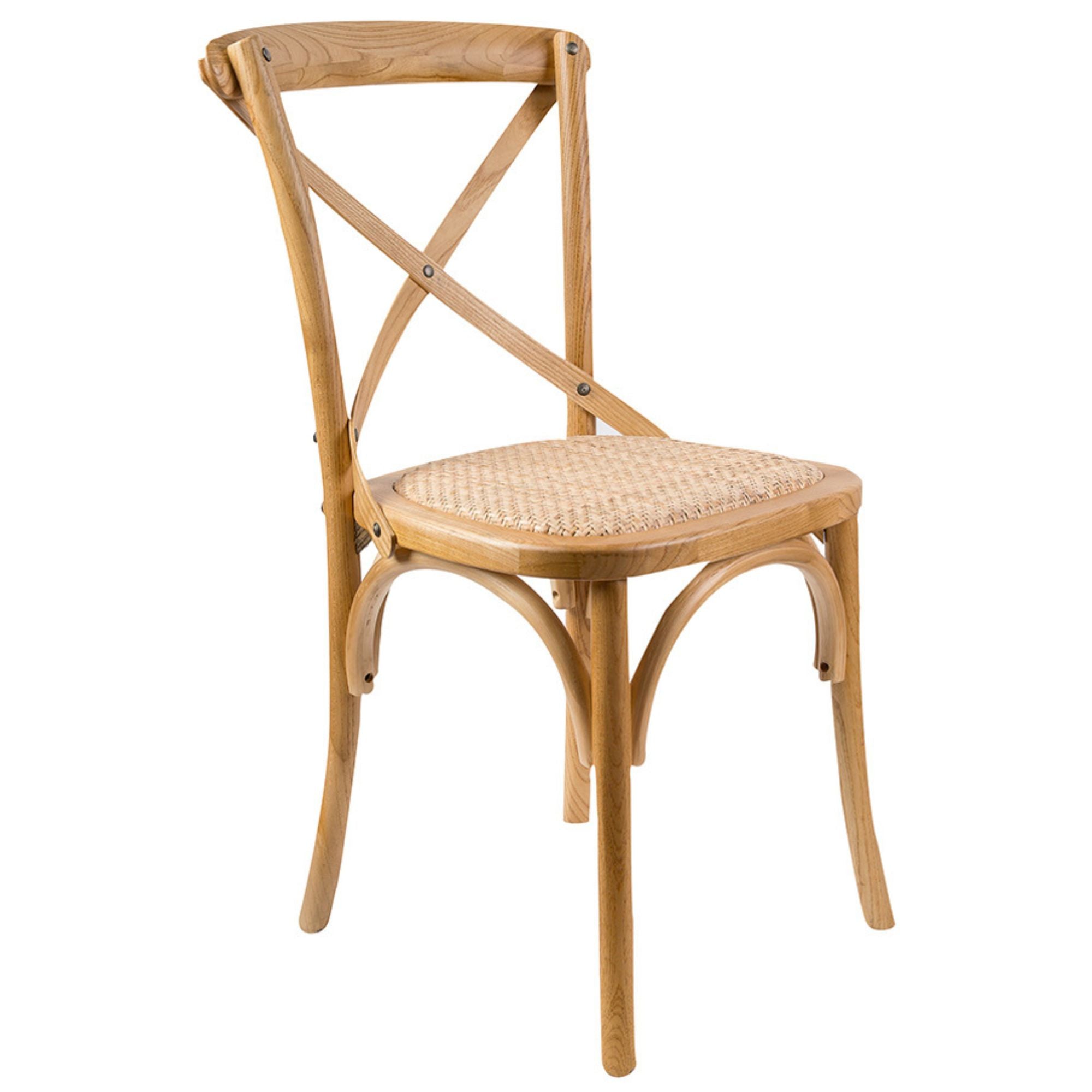 Aster Crossback Dining Chair Set of 2 Solid Birch Timber Wood Ratan Seat - Oak Deals499