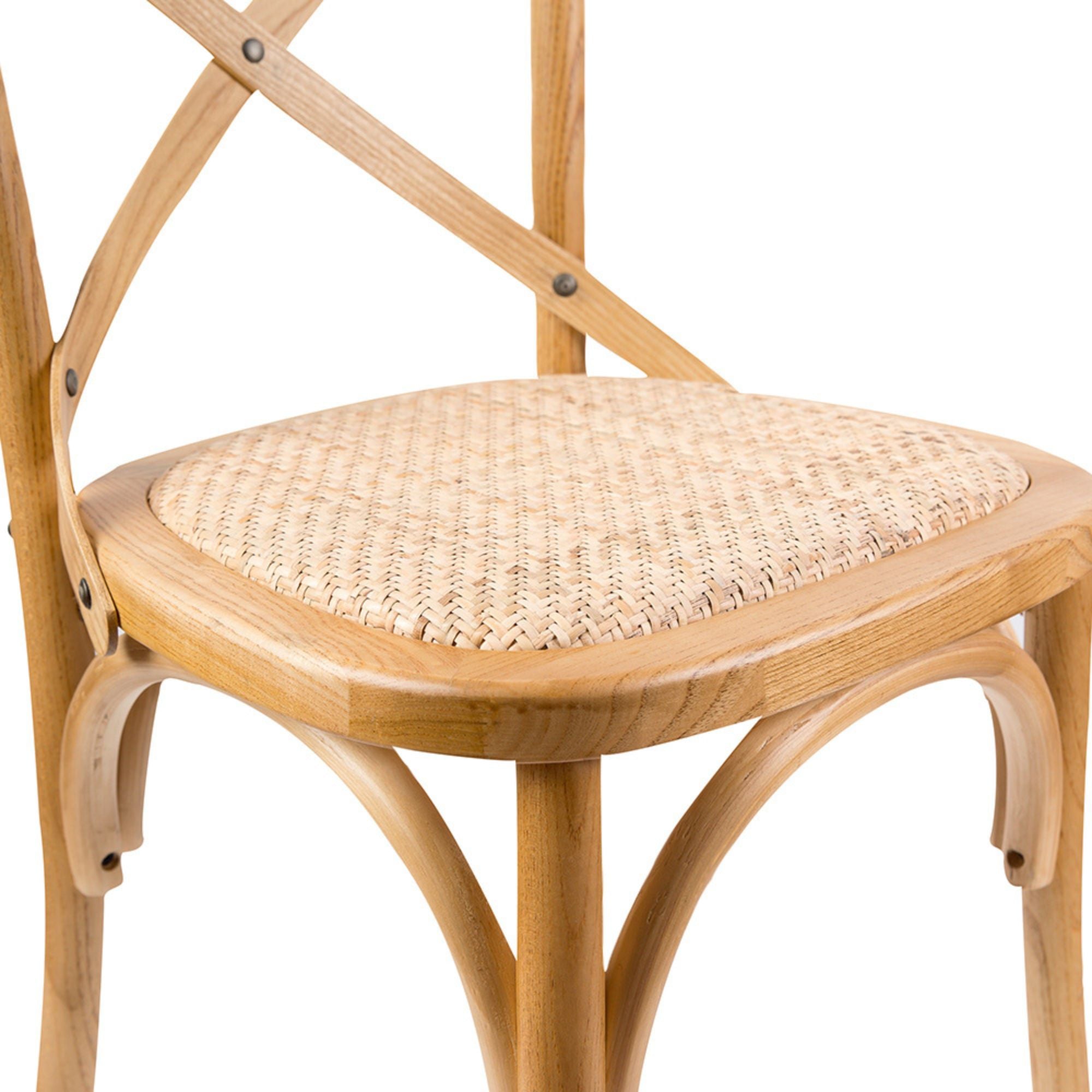 Aster Crossback Dining Chair Set of 2 Solid Birch Timber Wood Ratan Seat - Oak Deals499
