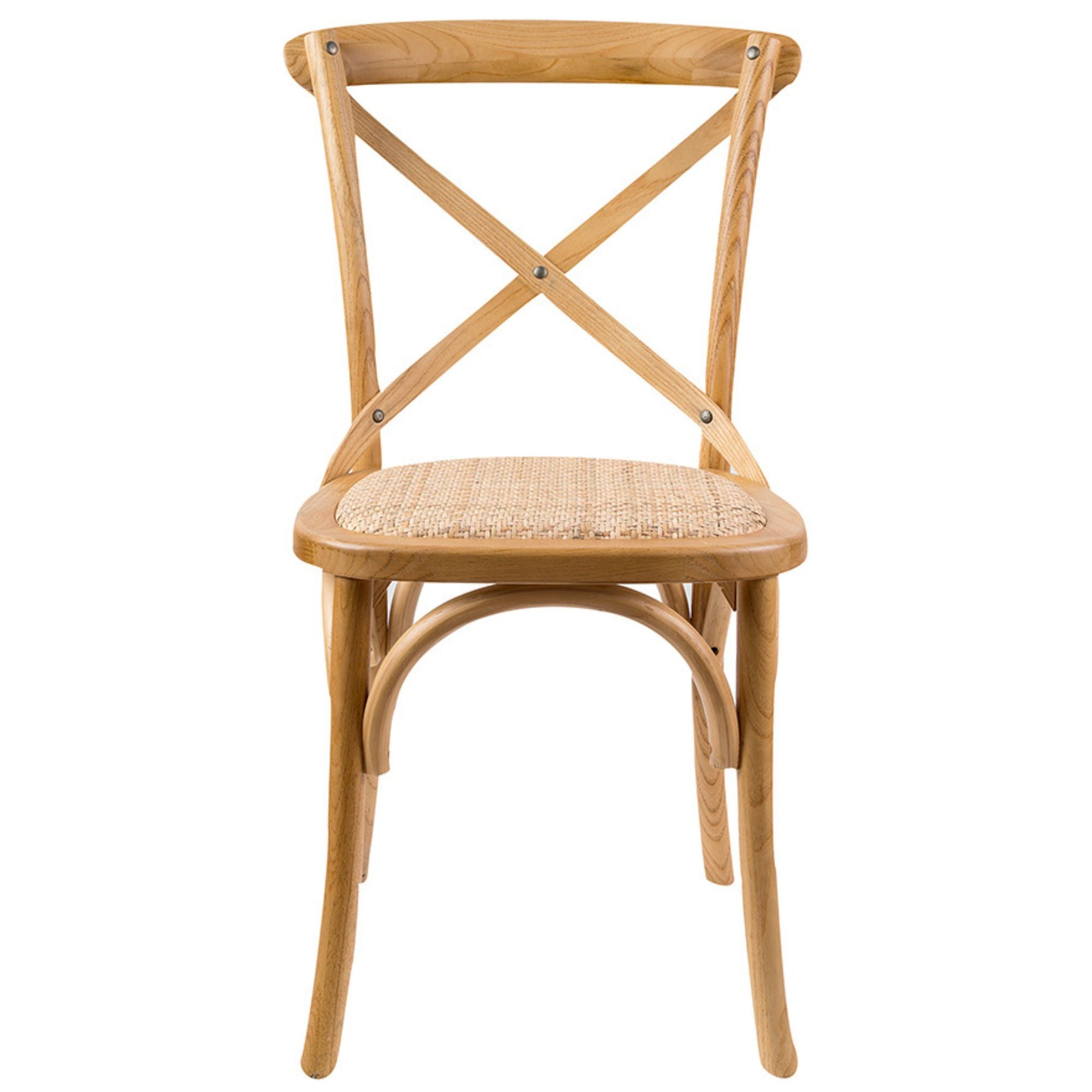 Aster Crossback Dining Chair Set of 4 Solid Birch Timber Wood Ratan Seat - Oak Deals499