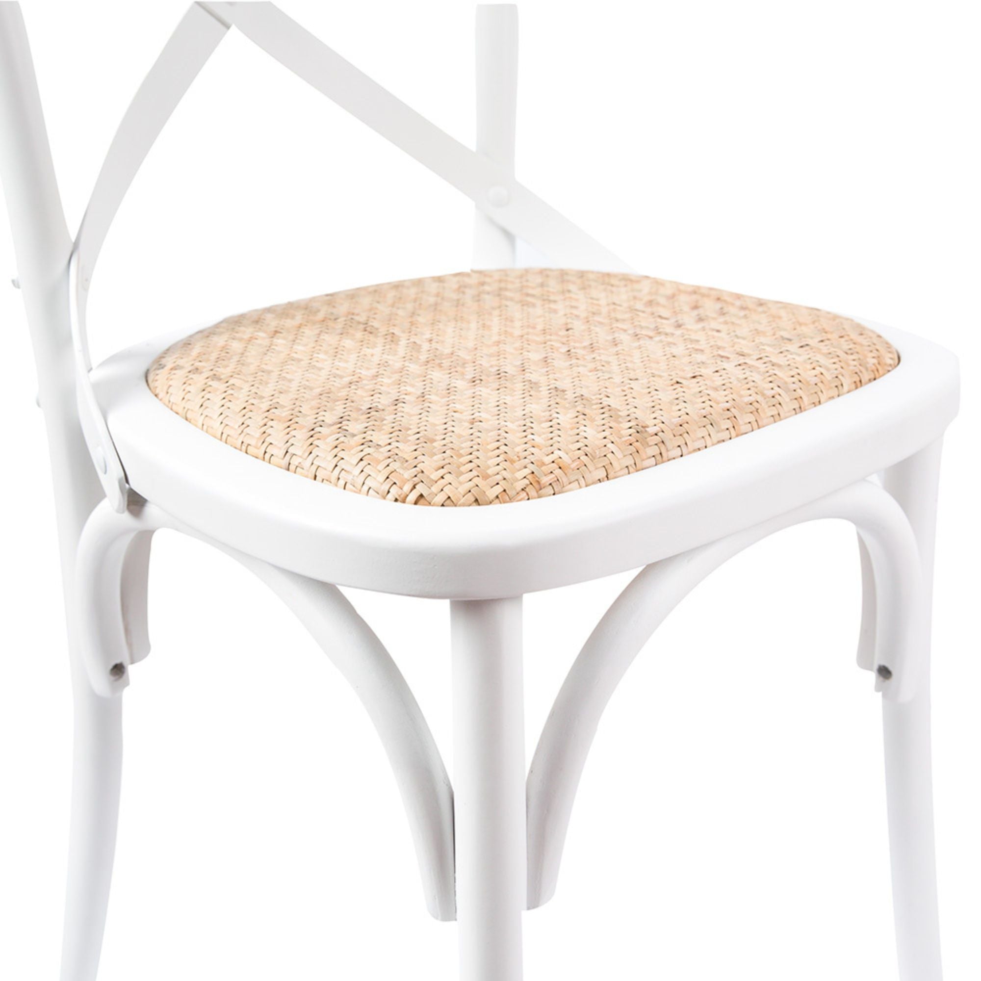 Aster Crossback Dining Chair Set of 4 Solid Birch Timber Wood Ratan Seat - White Deals499