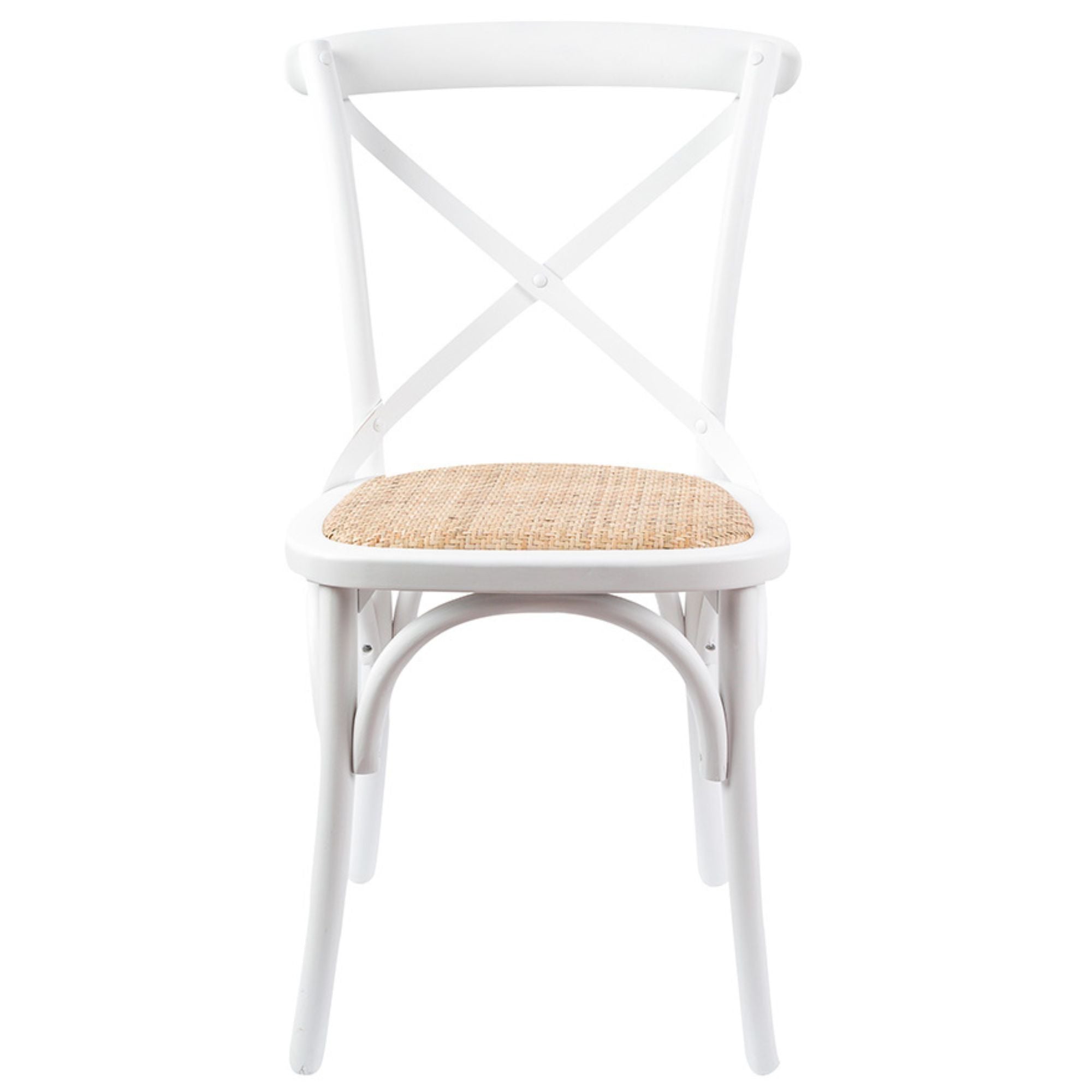 Aster Crossback Dining Chair Set of 8 Solid Birch Timber Wood Ratan Seat - White Deals499
