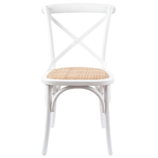 Aster Crossback Dining Chair Set of 8 Solid Birch Timber Wood Ratan Seat - White Deals499