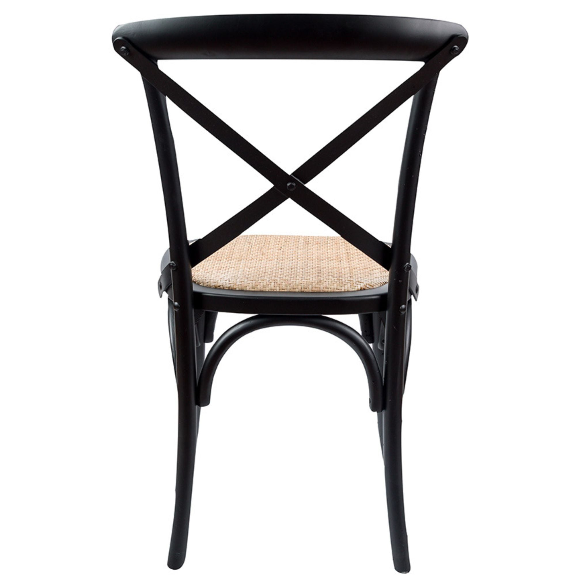 Aster Crossback Dining Chair Set of 4 Solid Birch Timber Wood Ratan Seat - Black Deals499