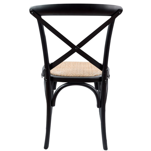 Aster Crossback Dining Chair Set of 4 Solid Birch Timber Wood Ratan Seat - Black Deals499