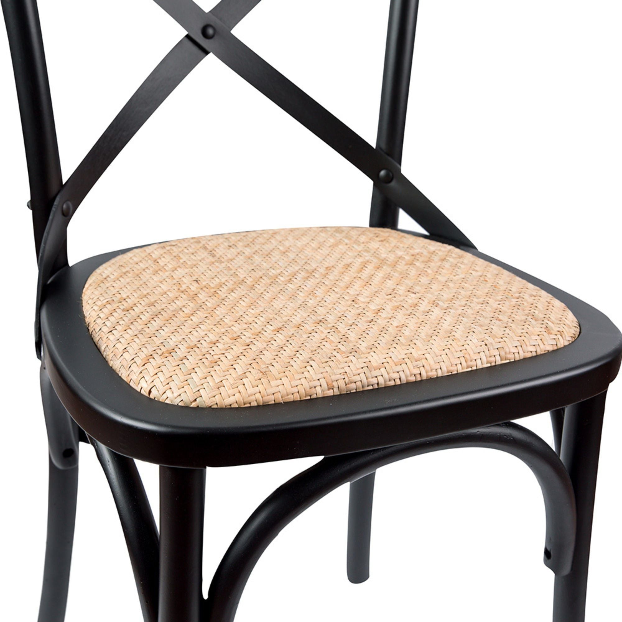 Aster Crossback Dining Chair Set of 4 Solid Birch Timber Wood Ratan Seat - Black Deals499