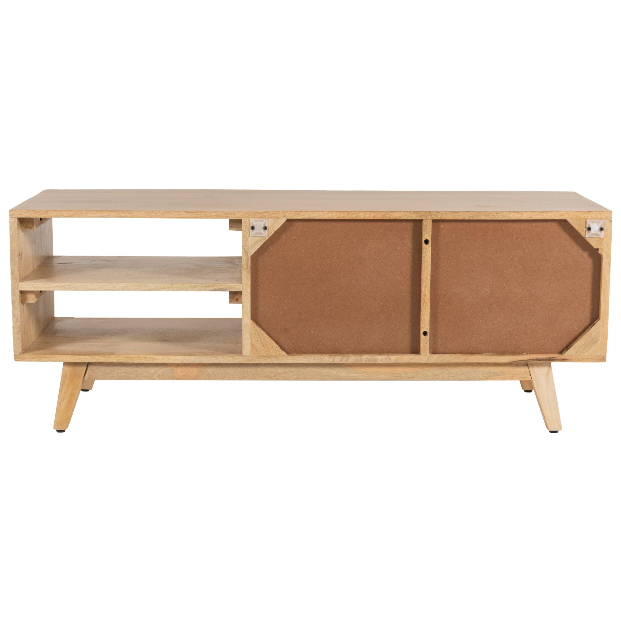 Olearia  ETU Entertainment TV Unit 117cm Solid Mango Wood Rattan 2 Door Natural Deals499