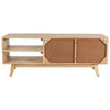 Olearia  ETU Entertainment TV Unit 117cm Solid Mango Wood Rattan 2 Door Natural Deals499