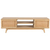 Olearia ETU Entertainment TV Unit 150cm Solid Mango Wood Rattan 2 Door Natural Deals499