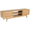 Olearia ETU Entertainment TV Unit 150cm Solid Mango Wood Rattan 2 Door Natural Deals499