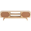 Olearia ETU Entertainment TV Unit 150cm Solid Mango Wood Rattan 2 Door Natural Deals499