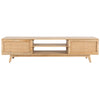 Olearia ETU Entertainment TV Unit 175cm Solid Mango Wood Rattan 2 Door Natural Deals499