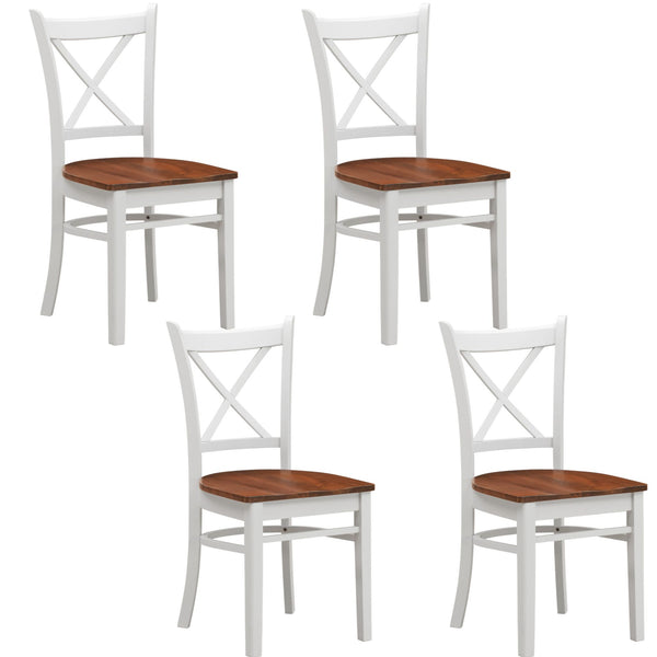 Lupin Dining Chair Set of 4 Crossback Solid Rubber Wood Furniture - White Oak Deals499