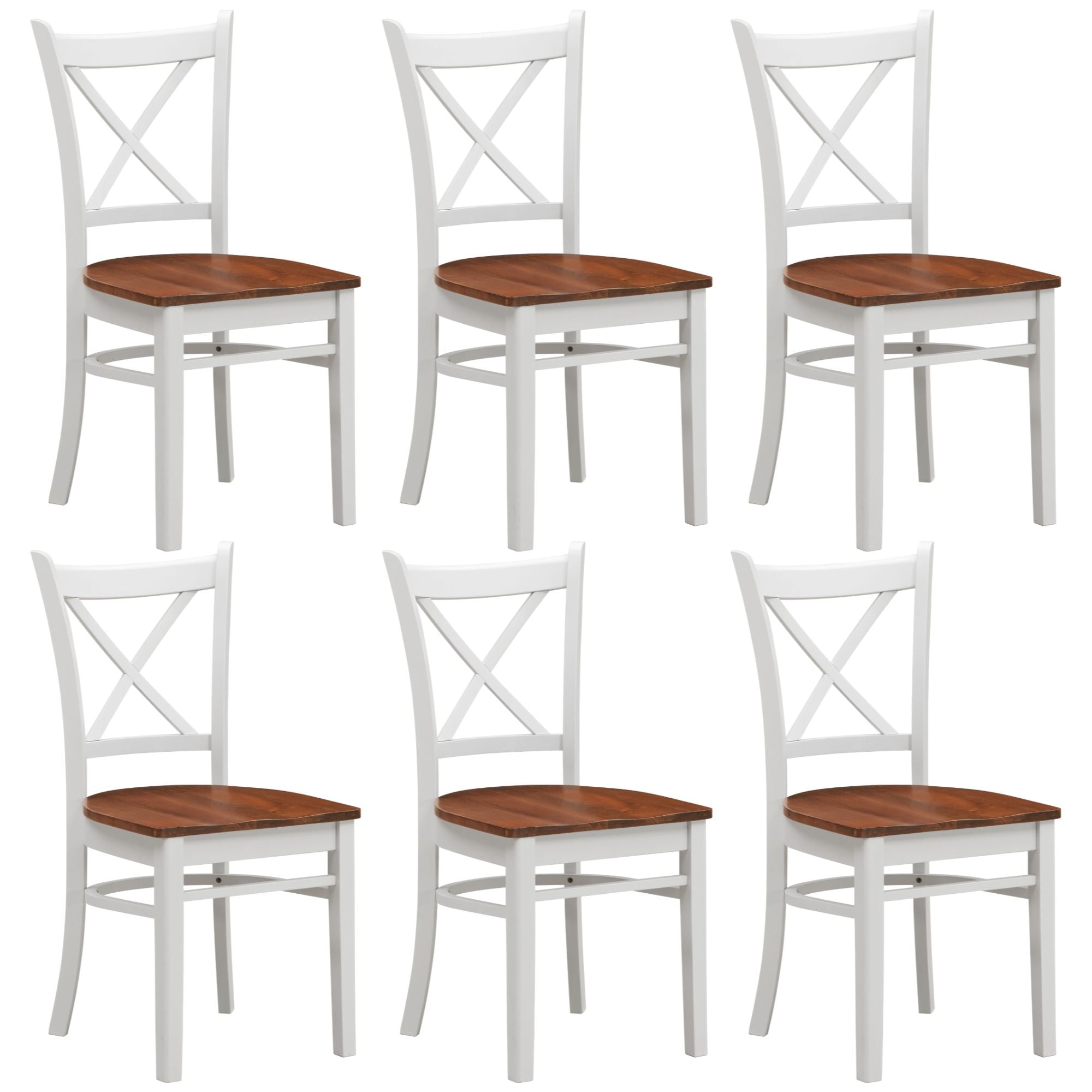 Lupin Dining Chair Set of 6 Crossback Solid Rubber Wood Furniture - White Oak Deals499