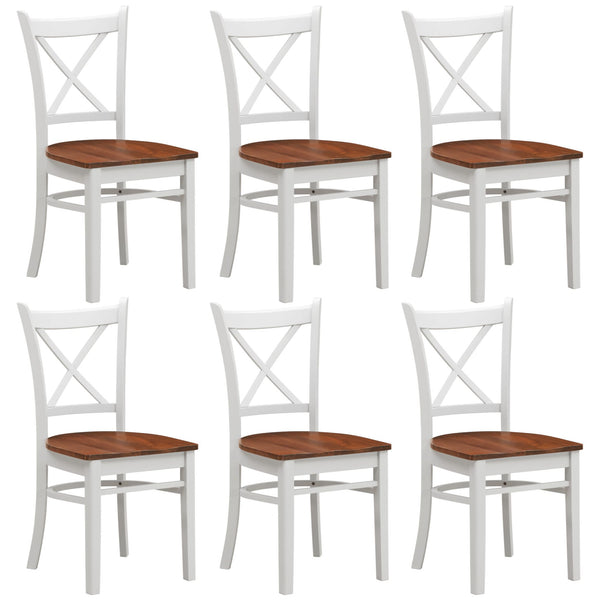 Lupin Dining Chair Set of 6 Crossback Solid Rubber Wood Furniture - White Oak Deals499