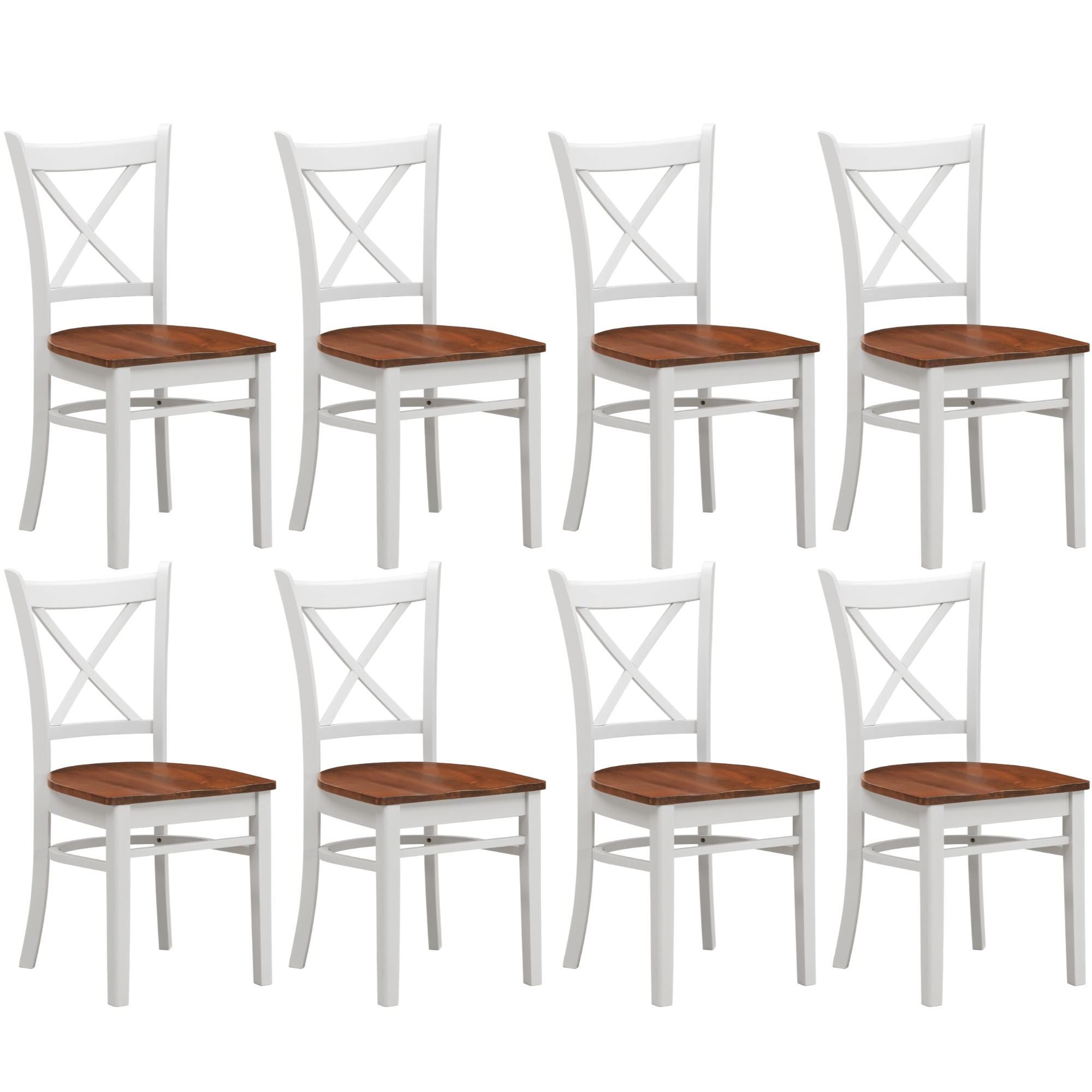 Lupin Dining Chair Set of 8 Crossback Solid Rubber Wood Furniture - White Oak Deals499