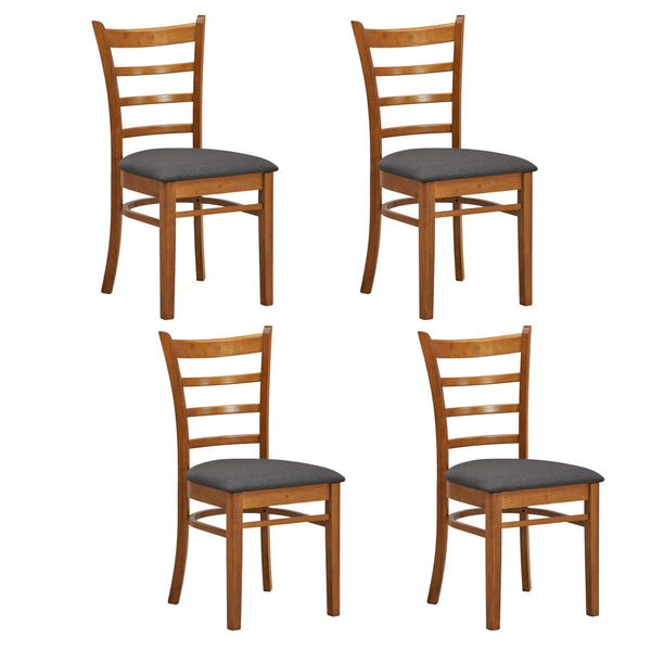 Linaria Dining Chair Set of 4 Crossback Solid Rubber Wood Fabric Seat - Walnut Deals499