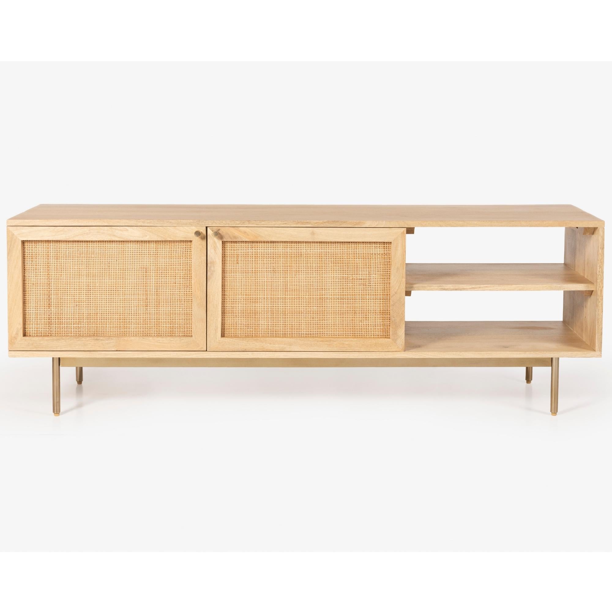 Martina ETU Entertainment TV Unit 147cm Solid Mango Wood Rattan Furniture Deals499